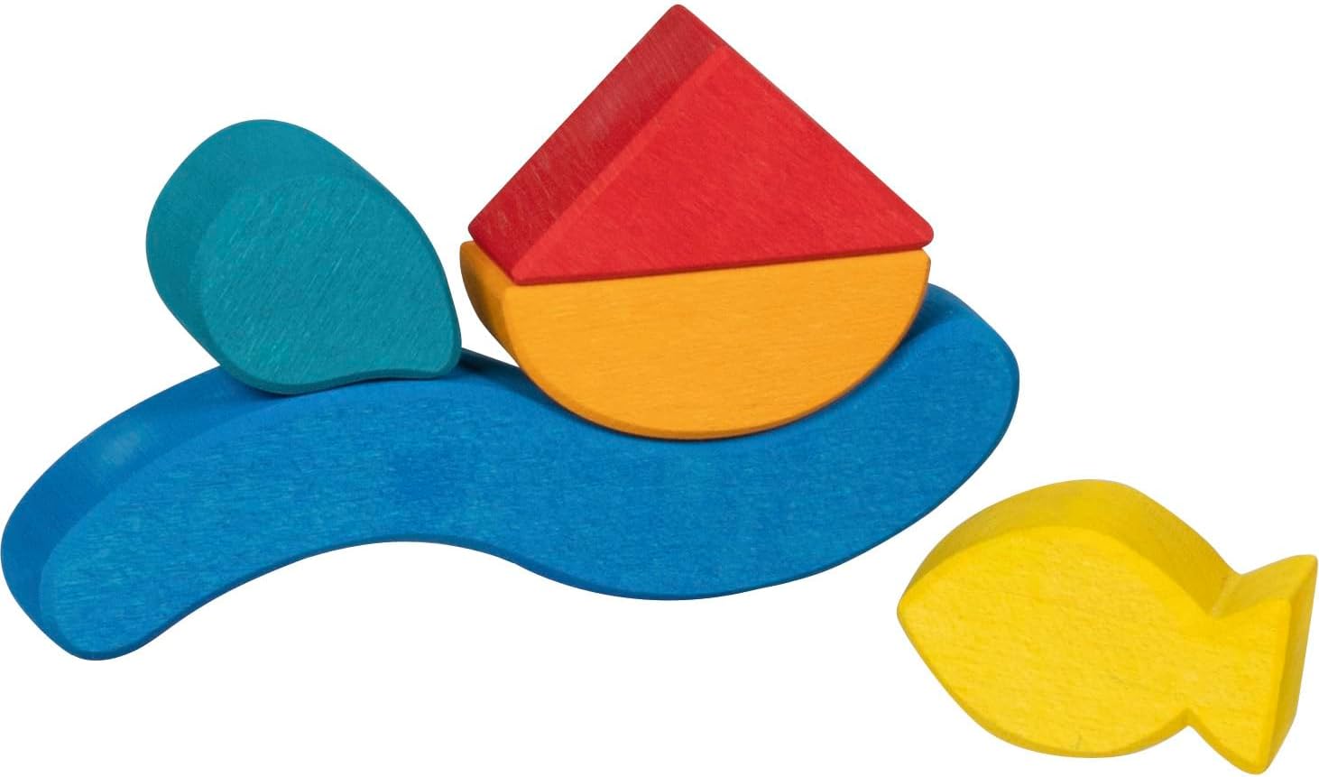 Goki Building Blocks Water World, Traditional Wooden Block Activity for Boys and Girls