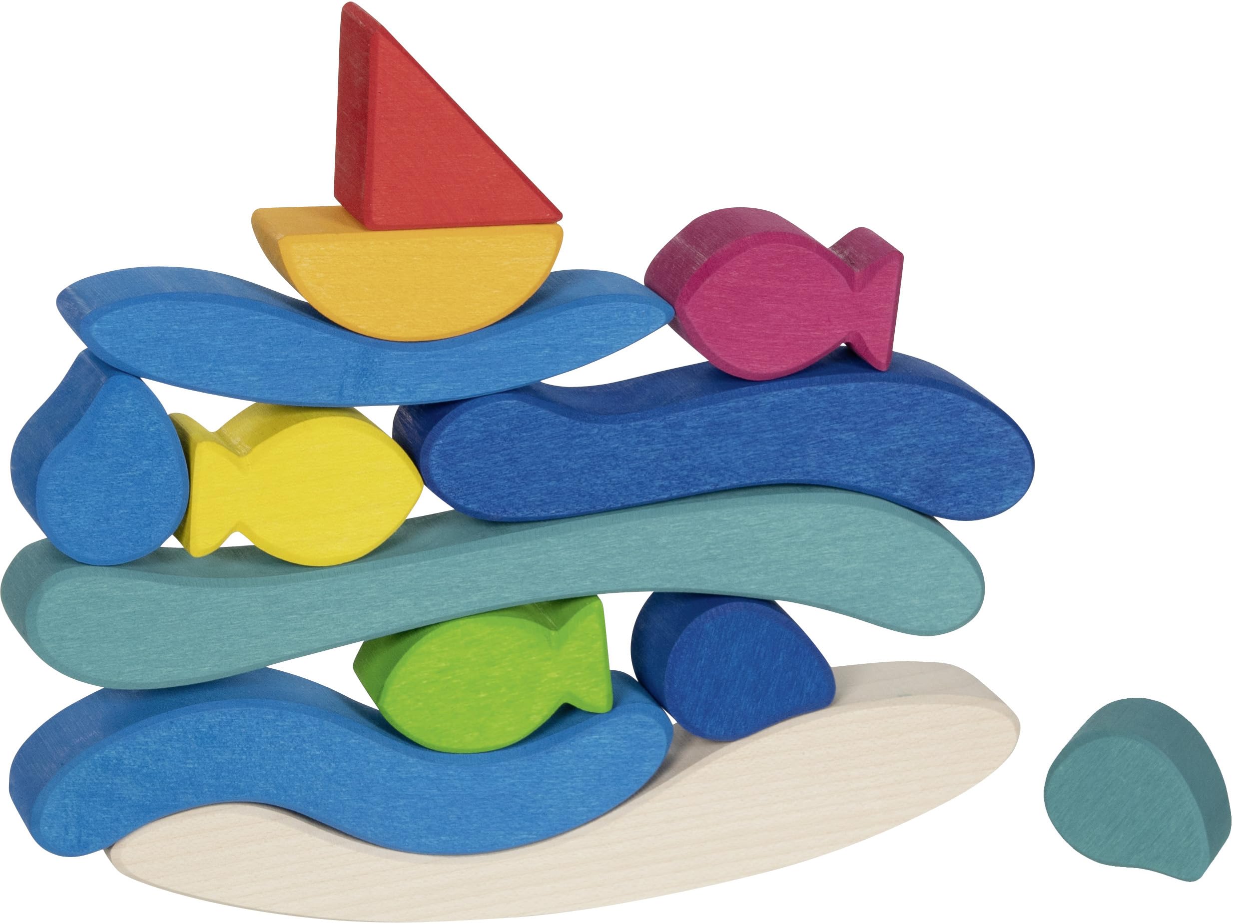 Goki Building Blocks Water World, Traditional Wooden Block Activity for Boys and Girls