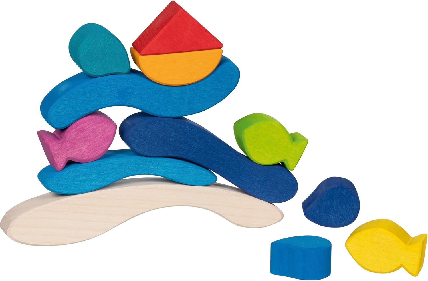 Goki Building Blocks Water World, Traditional Wooden Block Activity for Boys and Girls