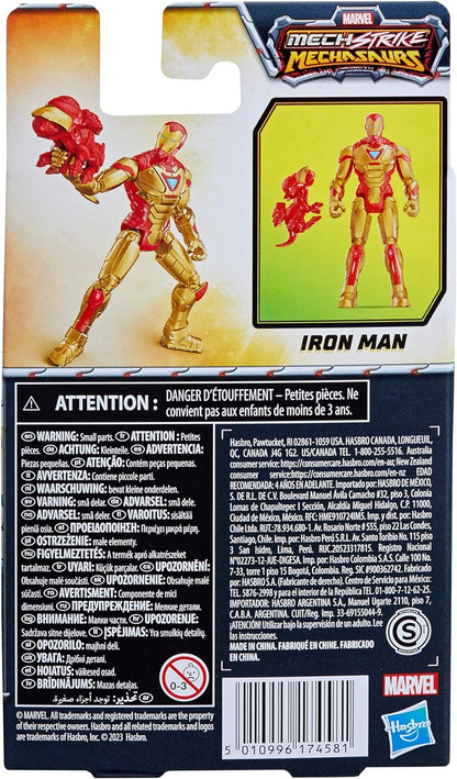 Marvel Mech Strike Mechasaurs Iron Man Action Figure, 4-Inch, with Weapon Accessory, Toys for Kids Ages 4 and Up, Medium