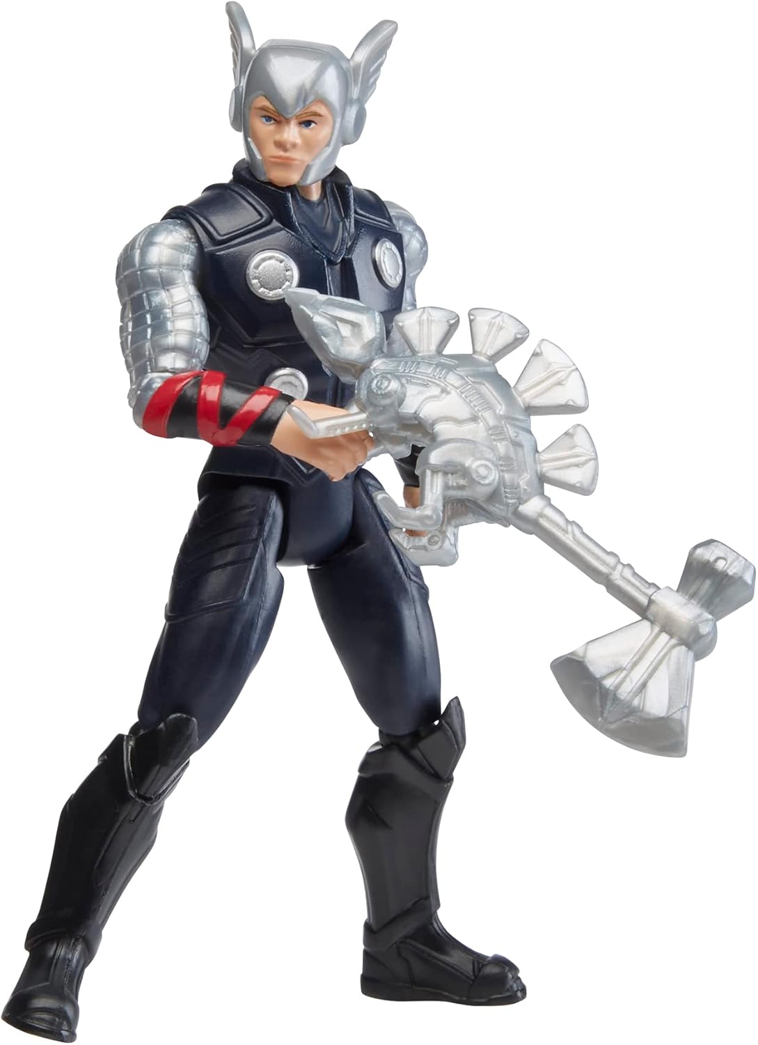 Marvel Mech Strike Mechasaurs, 4-Inch Thor Action Figure with Dino Weapon Accessory, Super Hero Toys for Kids Ages 4 and Up