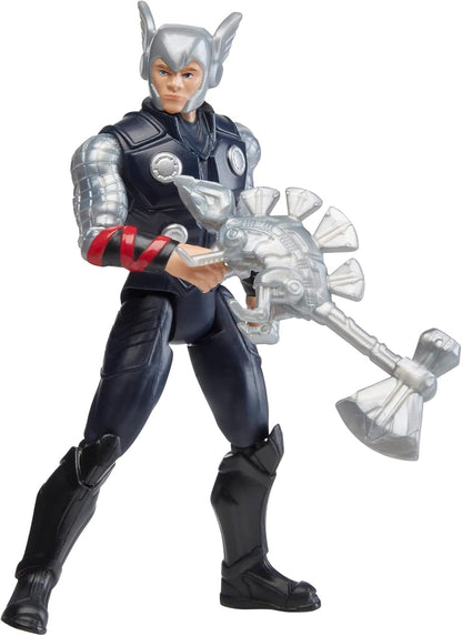 Marvel Mech Strike Mechasaurs, 4-Inch Thor Action Figure with Dino Weapon Accessory, Super Hero Toys for Kids Ages 4 and Up