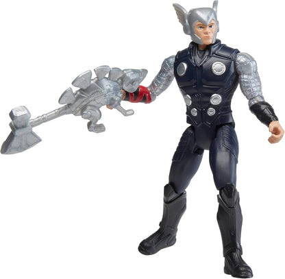 Marvel Mech Strike Mechasaurs, 4-Inch Thor Action Figure with Dino Weapon Accessory, Super Hero Toys for Kids Ages 4 and Up