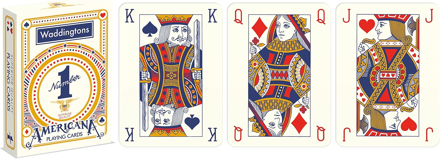 Waddingtons Number 1 Americana Spielkartenspiel, klassisches Kartenspiel im Zusammenhang mit den Stars and Stripes, Spielen Sie Poker, Rommé, Solitär oder Snap, Geschenk und Spielzeug für Jungen