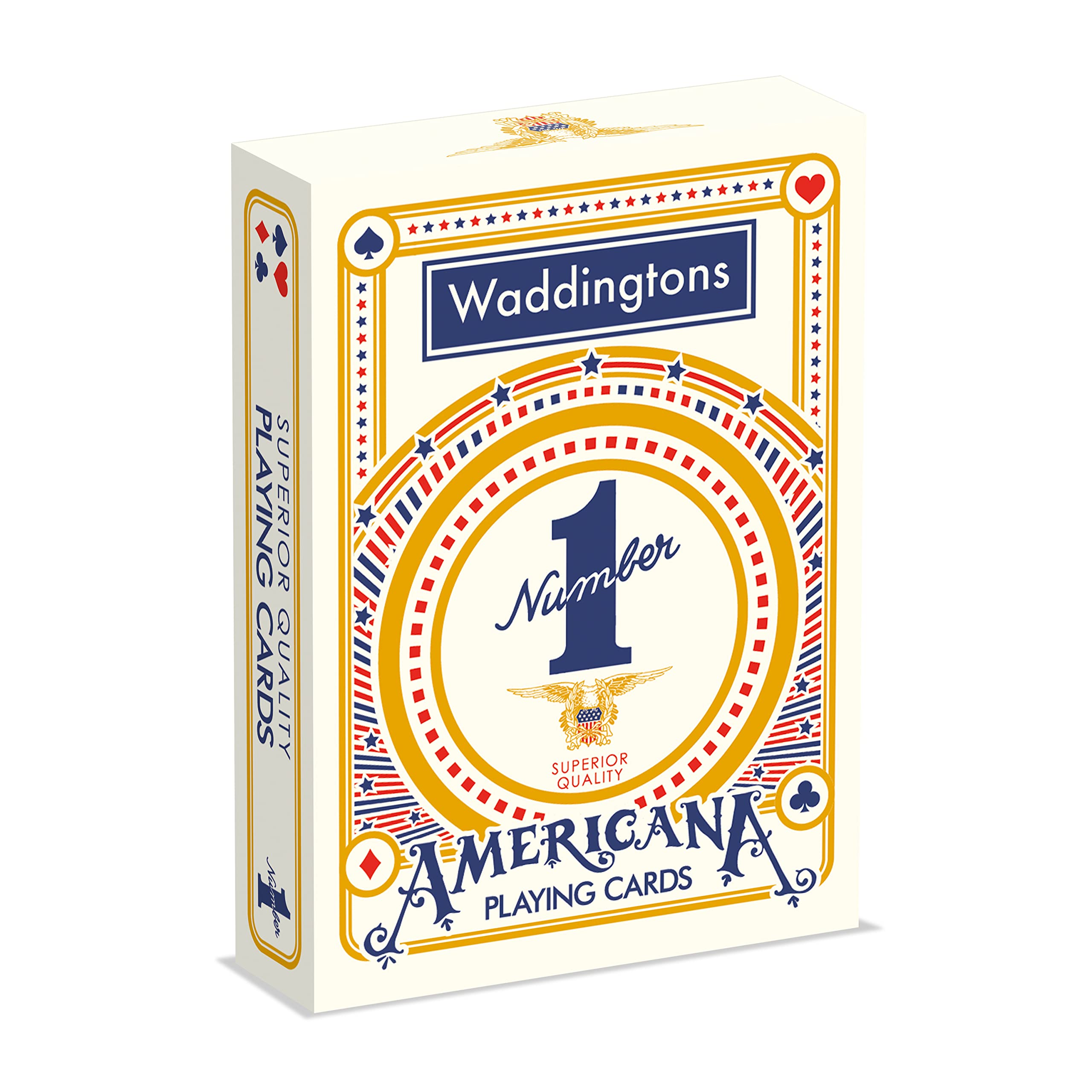 Waddingtons Number 1 Americana Spielkartenspiel, klassisches Kartenspiel im Zusammenhang mit den Stars and Stripes, Spielen Sie Poker, Rommé, Solitär oder Snap, Geschenk und Spielzeug für Jungen