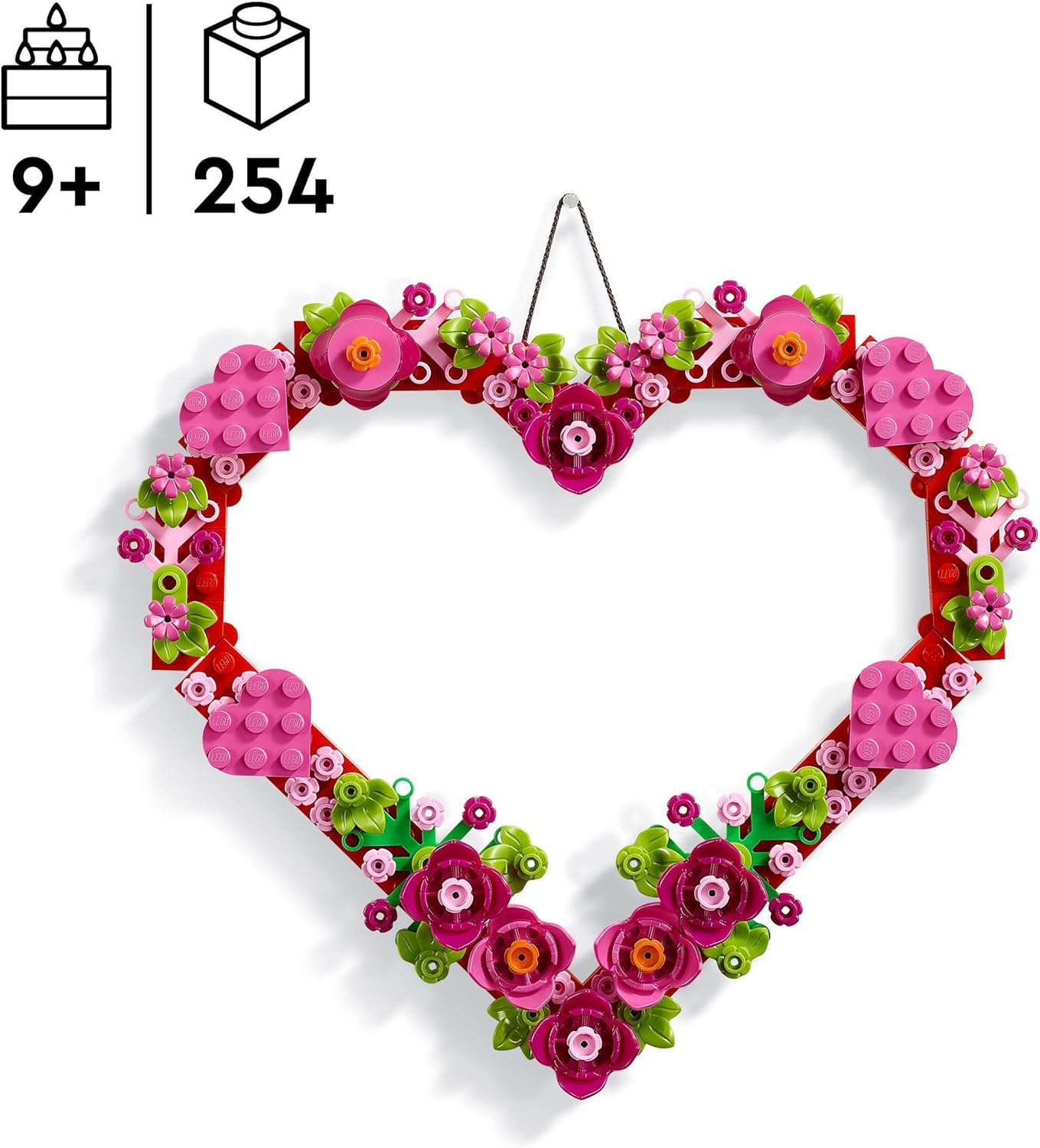 LEGO Creator Heart Ornament Set, Building Toy for 9 Plus Year Old Girls & Boys, Kids' Bedroom Decoration or Wall Accessory, Idea 40638