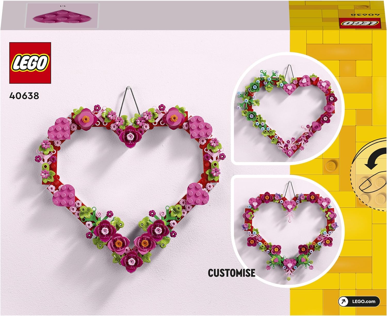 LEGO Creator Heart Ornament Set, Building Toy for 9 Plus Year Old Girls & Boys, Kids' Bedroom Decoration or Wall Accessory, Idea 40638