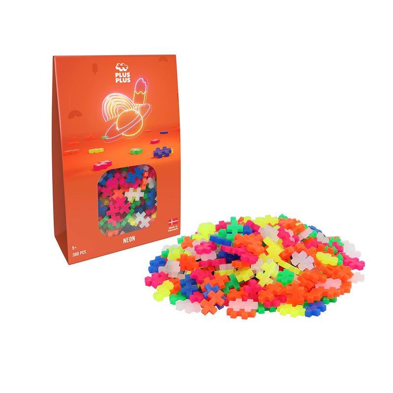 Plus-Plus "Mini Neon Building Blocks (300-Piece, Multi-Colour