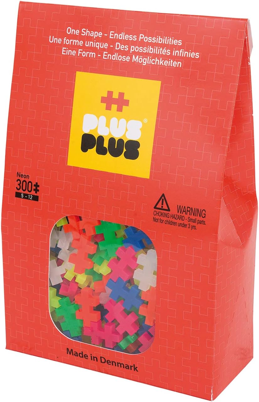 Plus-Plus "Mini Neon Building Blocks (300-Piece, Multi-Colour
