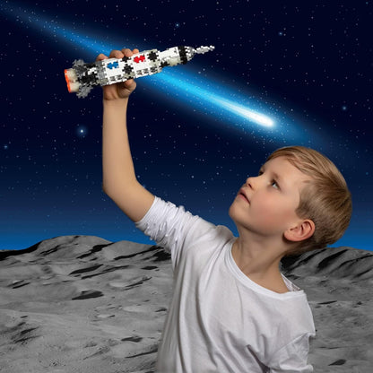 Plus-Plus 300.4182 9604182 Mini Geniales Konstruktionsspielzeug, Tube Saturn V Rakete, Bausteine-Set, 240 Teile, bunt