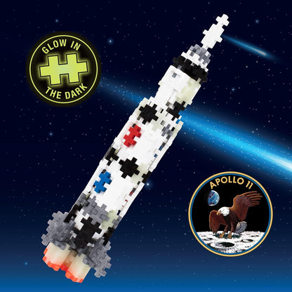 Plus-Plus 300.4182 9604182 Mini Geniales Konstruktionsspielzeug, Tube Saturn V Rakete, Bausteine-Set, 240 Teile, bunt