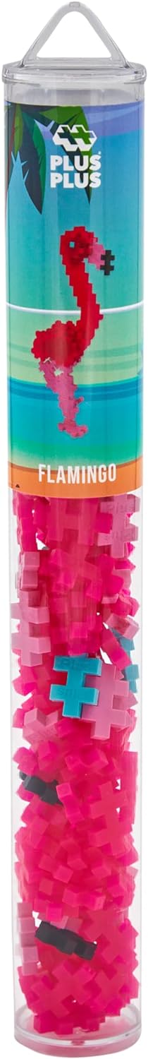 Plus-Plus- Flamingo Tiere 9604242-Tubos de construcción creativos, diseño de Flamenco, 100 Piezas, Moyen (9604242