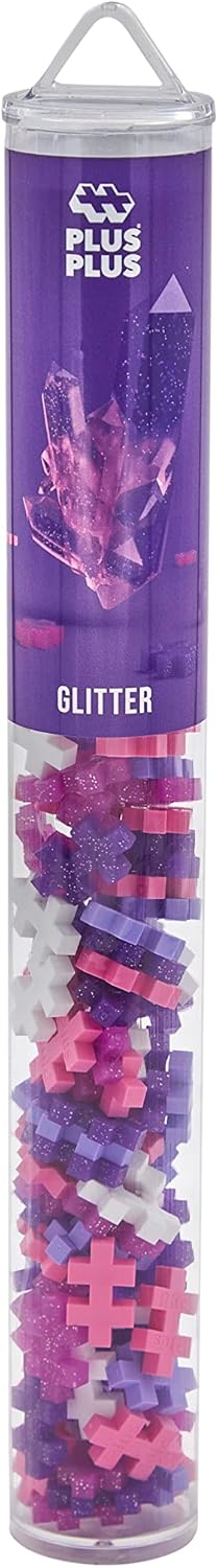 PLUS PLUS Building Blocks Toy – 100 pc Kids Construction Toys, Creative Learning Resources and STEM Play for Home and Travel - Girls and Boys Toys Age 5 Plus - Glitter 100 Pieces