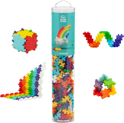 Plus-Plus 9604262 Ingenious Construction Toy, Rainbow, Creative Building Blocks Tube, 240 Pieces, Multicoloured, Mini Rainbow 240 Unité (Lot de 1)