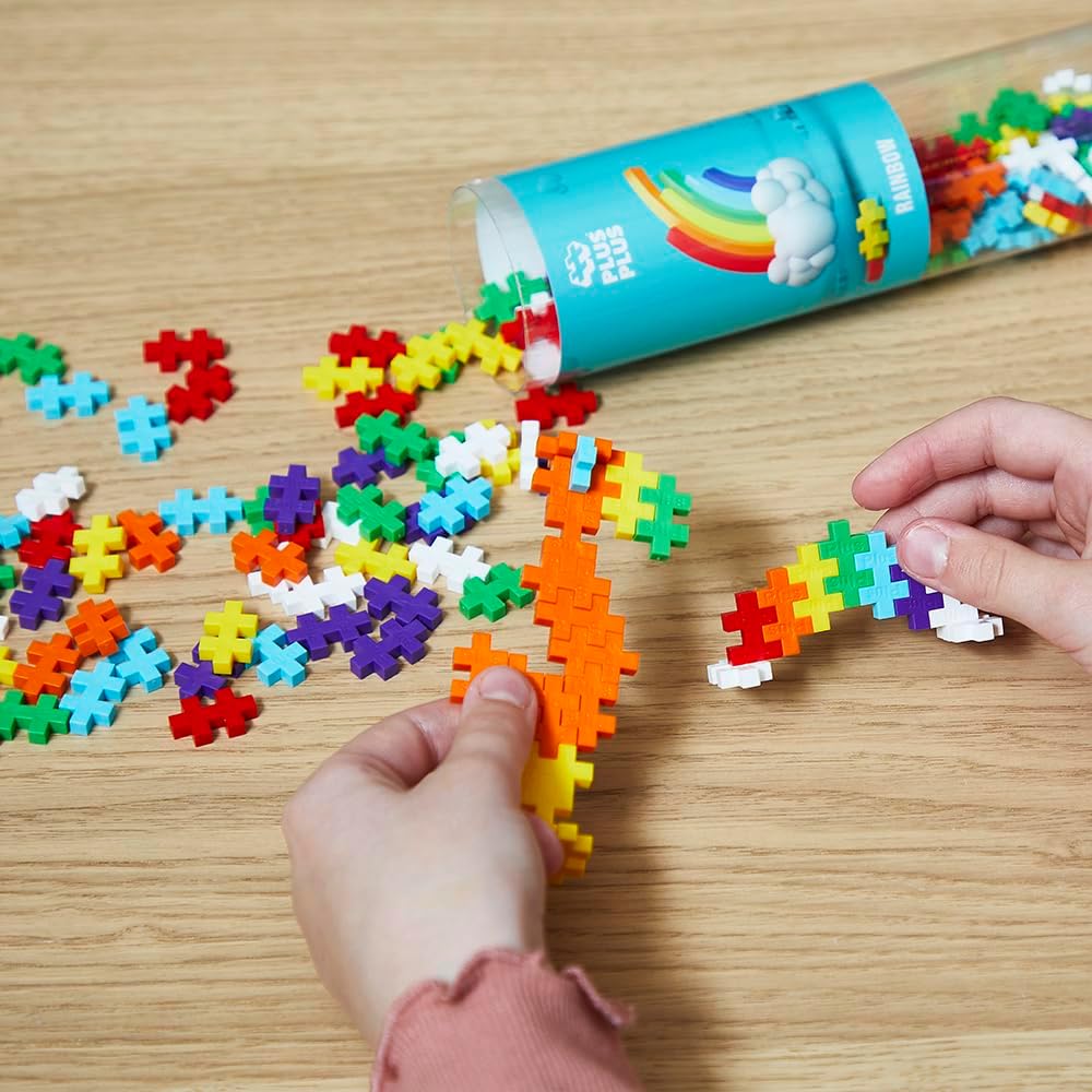 Plus-Plus 9604262 Ingenious Construction Toy, Rainbow, Creative Building Blocks Tube, 240 Pieces, Multicoloured, Mini Rainbow 240 Unité (Lot de 1)