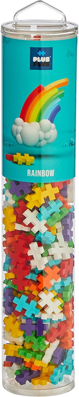 Plus-Plus 9604262 Ingenious Construction Toy, Rainbow, Creative Building Blocks Tube, 240 Pieces, Multicoloured, Mini