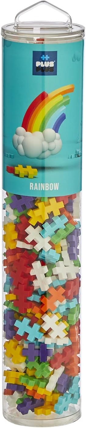 Plus-Plus 9604262 Ingenious Construction Toy, Rainbow, Creative Building Blocks Tube, 240 Pieces, Multicoloured, Mini