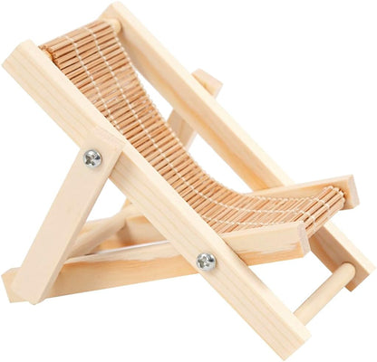 Miniature deck chair for crafting, 7.5 x 9 cm, wood, DIY decoration, mini garden furniture