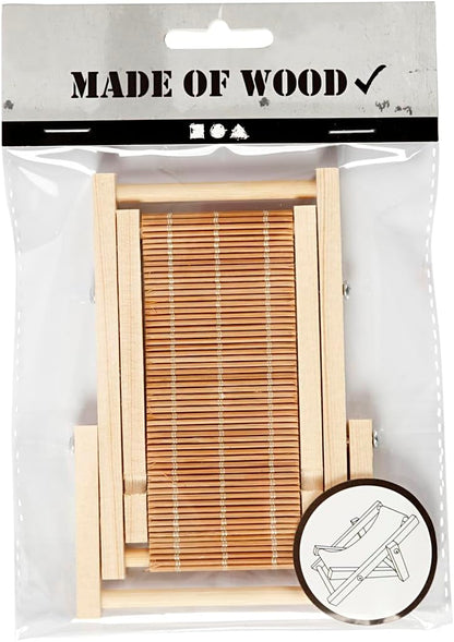Miniature deck chair for crafting, 7.5 x 9 cm, wood, DIY decoration, mini garden furniture