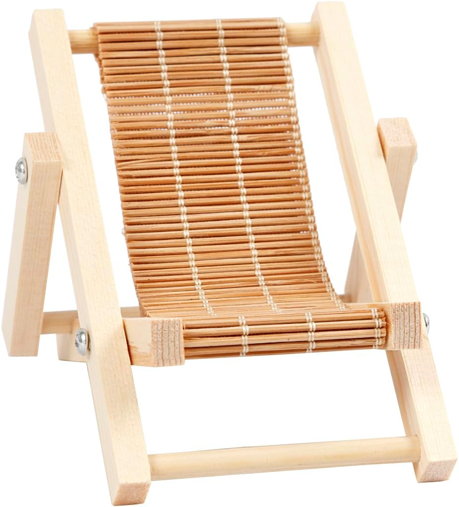 Miniature deck chair for crafting, 7.5 x 9 cm, wood, DIY decoration, mini garden furniture