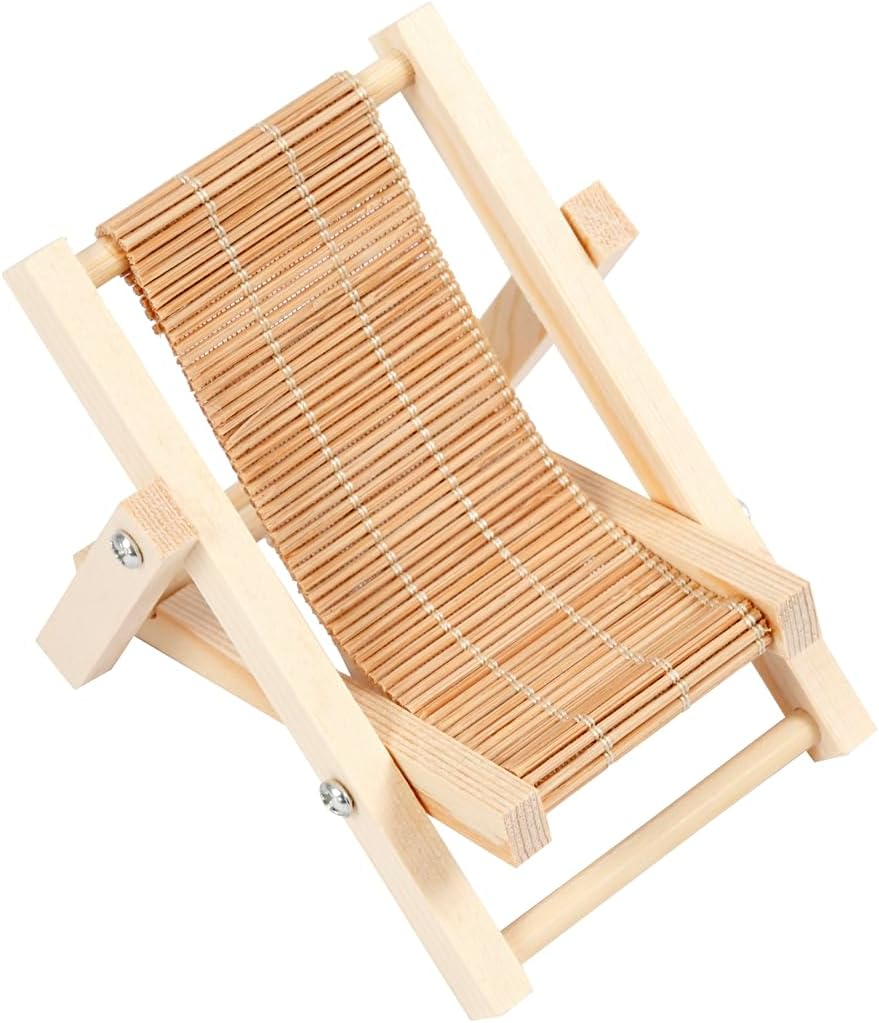 Miniature deck chair for crafting, 7.5 x 9 cm, wood, DIY decoration, mini garden furniture