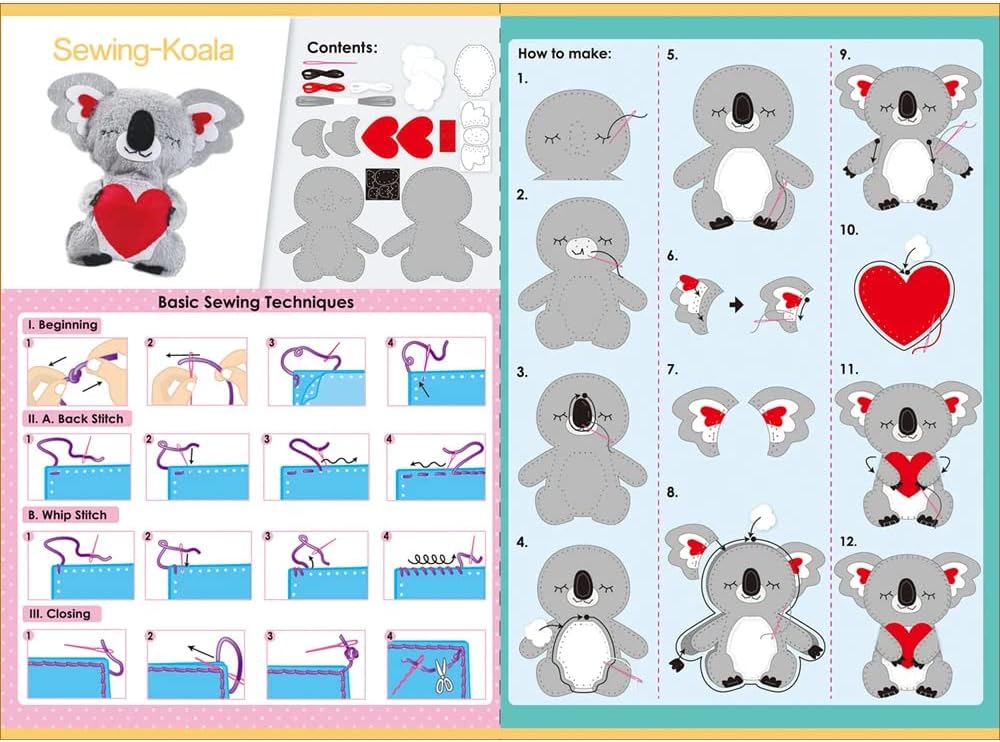 Avenir knutselset voor het maken van een pluche dier, koala-vorm, 23 cm, bevat garen, vulling en plastic naald om te breien, vanaf 6 jaar, Avenir knutselset voor je kinderen