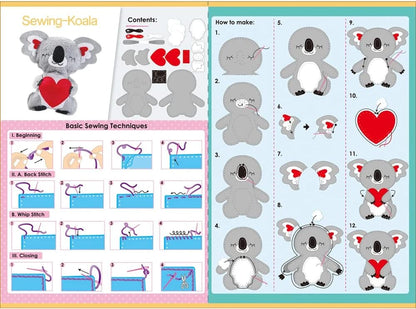 Avenir knutselset voor het maken van een pluche dier, koala-vorm, 23 cm, bevat garen, vulling en plastic naald om te breien, vanaf 6 jaar, Avenir knutselset voor je kinderen