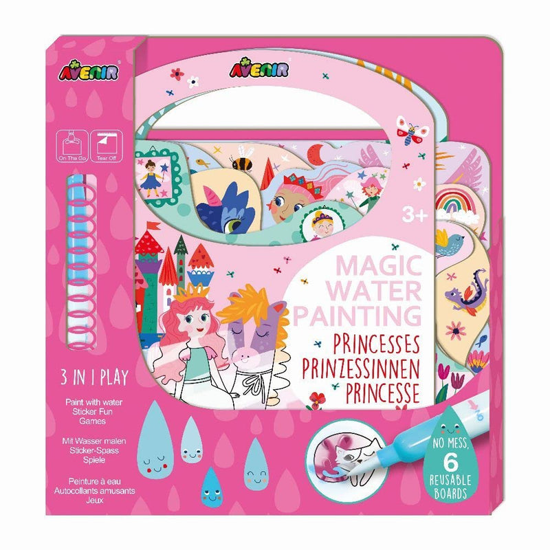 Avenir 6301777 Kleurspel prinsessen, 3-in-1 creatieve set met spelletjes, stickers en kleurafbeeldingen, doe-het-zelf, activiteitenblok voor kinderen vanaf 3 jaar