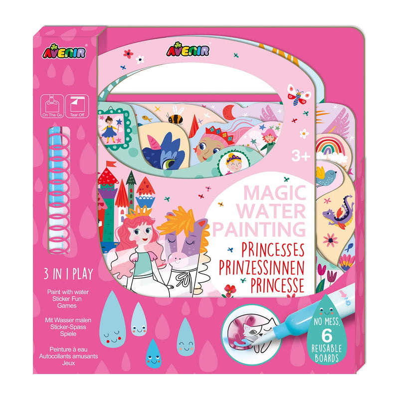 Avenir Magic Water Painting | Creative Water Painting in Princess Themes | Mazes, Spot The Difference, Hide and Seek | Stickers, Games & Painting | Children 3 Years +