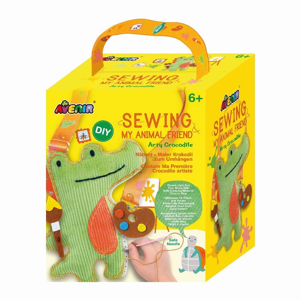 Avenir 6301817 DIY naaiset, naaigrokodil, schouderdier, knutselset voor kinderen, creatieve set, vanaf 6 jaar