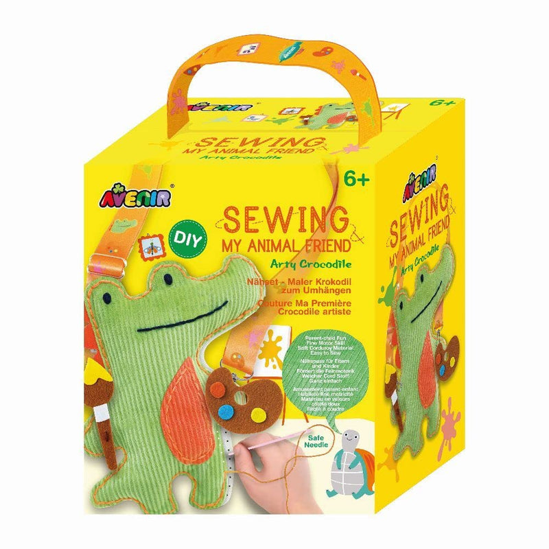 Avenir 6301817 DIY naaiset, naaigrokodil, schouderdier, knutselset voor kinderen, creatieve set, vanaf 6 jaar