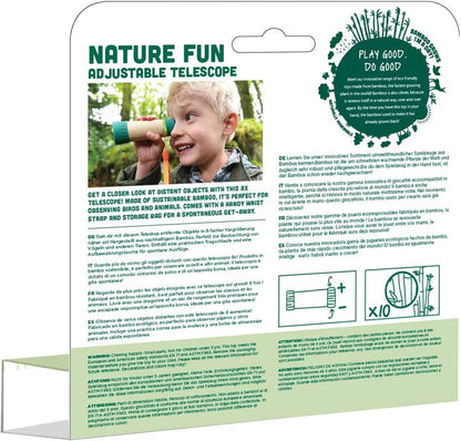 Childrens Telescope, Sustainable Toys, Hape Nature Fun Adjustable Telescope, 8x Zoom, Made From Bamboo. 3 years +