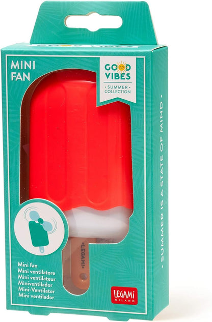 Legami - Mini Portable Ice Pop Fan, Flexible Blades, Material: ABS, EVA, Size: 8.5 x 17.3 cm, Practical, Functional and Fun
