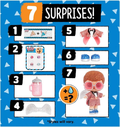 L.O.L. Surprise, Boys - Ball of 7 Surprises including 1 Boy Doll 8 cm, Accessories, Surprise Water Function, Random Models to Collect (Series 2), Toy for Children from 3 Years, LLUC1