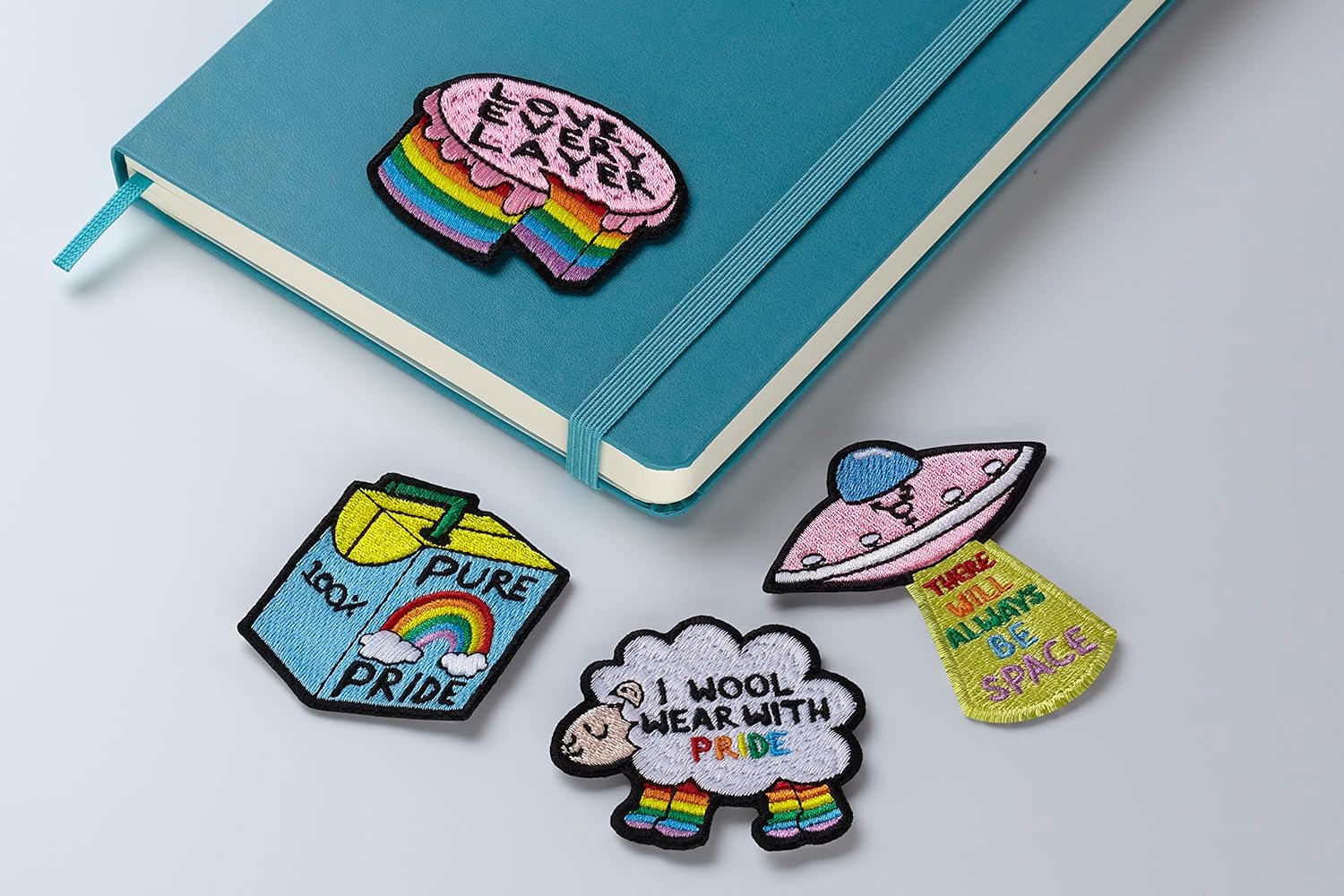Moleskine Patch Sticker for Notebook or Diary, Personalised Stickers Pride Sheep Patch, I Wool Wear with Pride Designed by Artist Ashton Attzs, Size 5x5cm