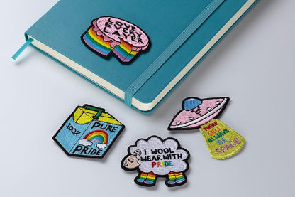 Moleskine Patch Sticker for Notebook or Diary, Personalised Stickers Pride Sheep Patch, I Wool Wear with Pride Designed by Artist Ashton Attzs, Size 5x5cm