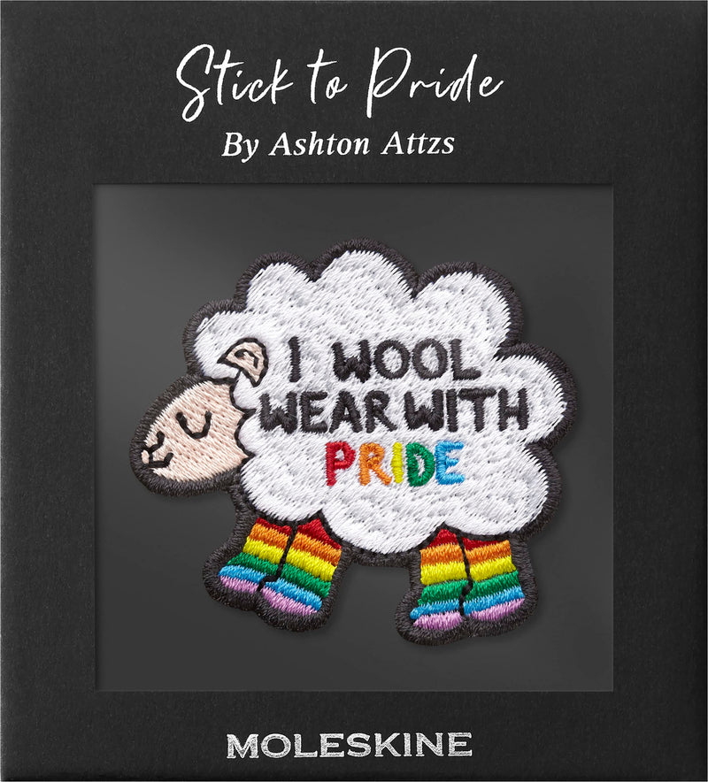 Moleskine Patch Sticker for Notebook or Diary, Personalised Stickers Pride Sheep Patch, I Wool Wear with Pride Designed by Artist Ashton Attzs, Size 5x5cm