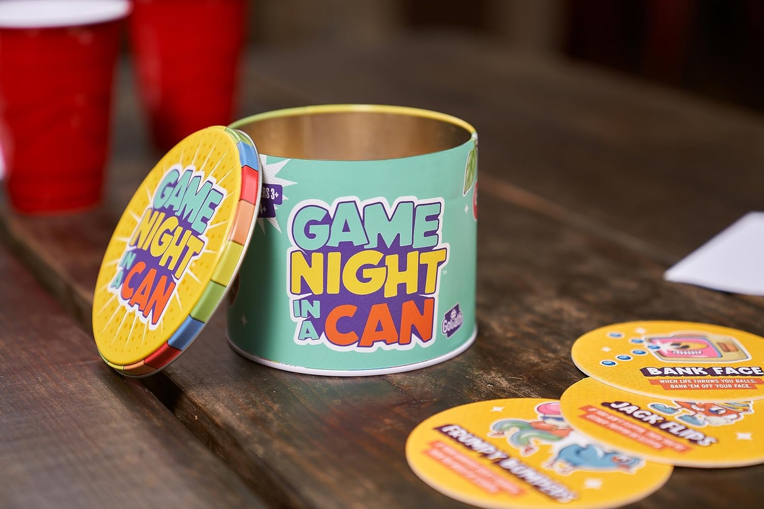 Goliath Game Night in a Can, Kartenspiel für Kinder ab 8 Jahren, Gesellschaftsspiel für 3-20 Spieler