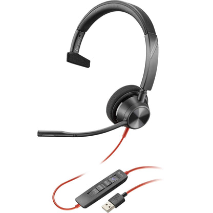 Plantronics - Blackwire 3310 - wired single ear headset (mono) with boom microphone - USB-A for connecting to your PC and/or Mac - works with teams (certified), zoom and more
