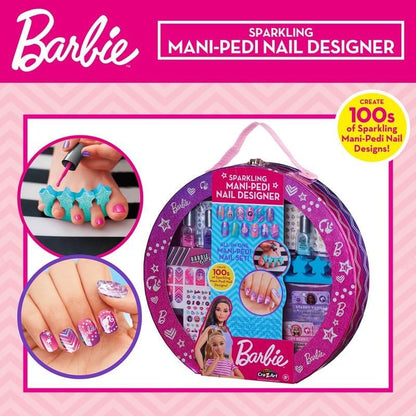 Cra-Z-Art 34070 Barbie Sparkling Mani Designer Babrie Carry Case Beauty Set Polish, Pedi soak and Nail Stickers Official Merchandise, Each