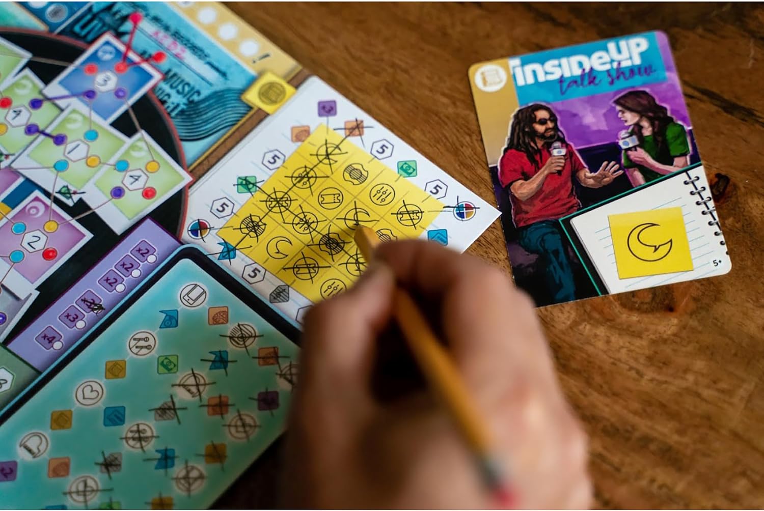 Inside Up Games: Draft & Write Records - Music Board Game, Card Drafting, Draft Your Band, Tour The World, Top The Charts, Age 10+, 1-6 Players