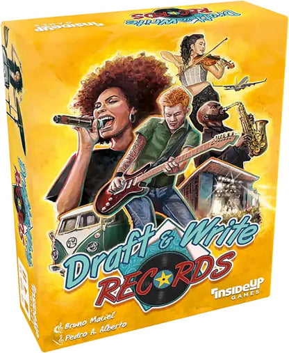 Inside Up Games: Draft & Write Records - Music Board Game, Card Drafting, Draft Your Band, Tour The World, Top The Charts, Age 10+, 1-6 Players