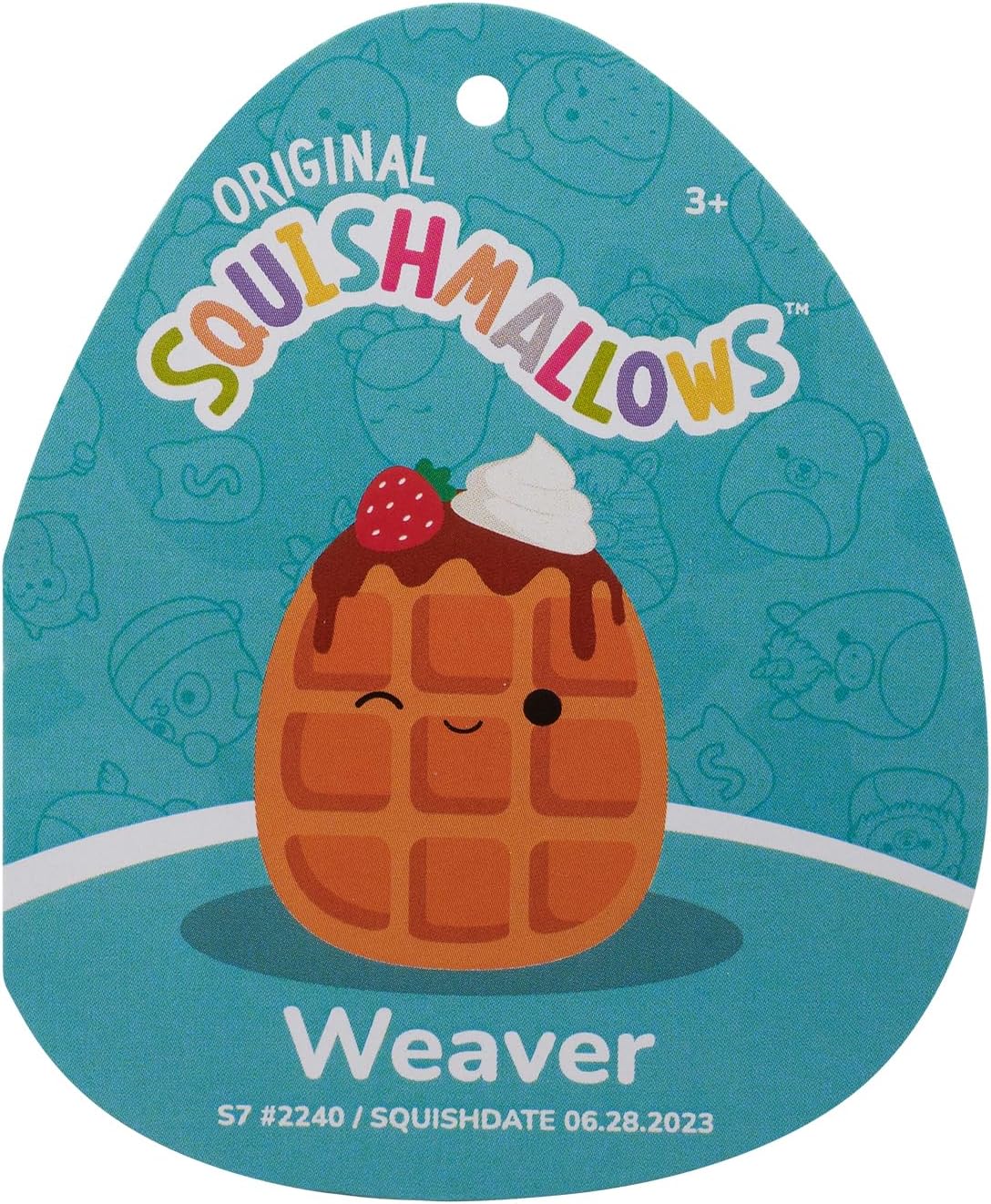 Squishmallows SQCR05376 7.5-Inch-Weaver The Waffle with Strawberries and Whipped Cream, Multicolour