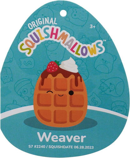Squishmallows SQCR05376 7.5-Inch-Weaver The Waffle with Strawberries and Whipped Cream, Multicolour