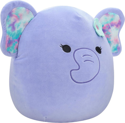 Squishmallows SQCR05378 7.5-Inch-Anjali The Purple Elephant with Flower Pin, Multicolour