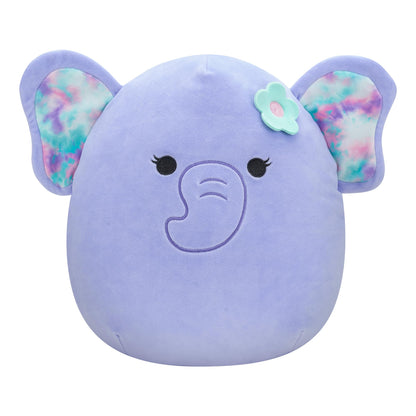 Squishmallows SQCR05378 7.5-Inch-Anjali The Purple Elephant with Flower Pin, Multicolour