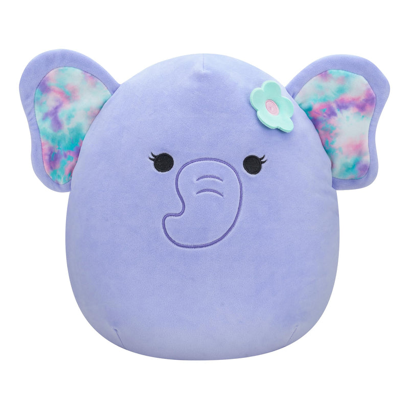 Squishmallows SQCR05378 7.5-Inch-Anjali The Purple Elephant with Flower Pin, Multicolour