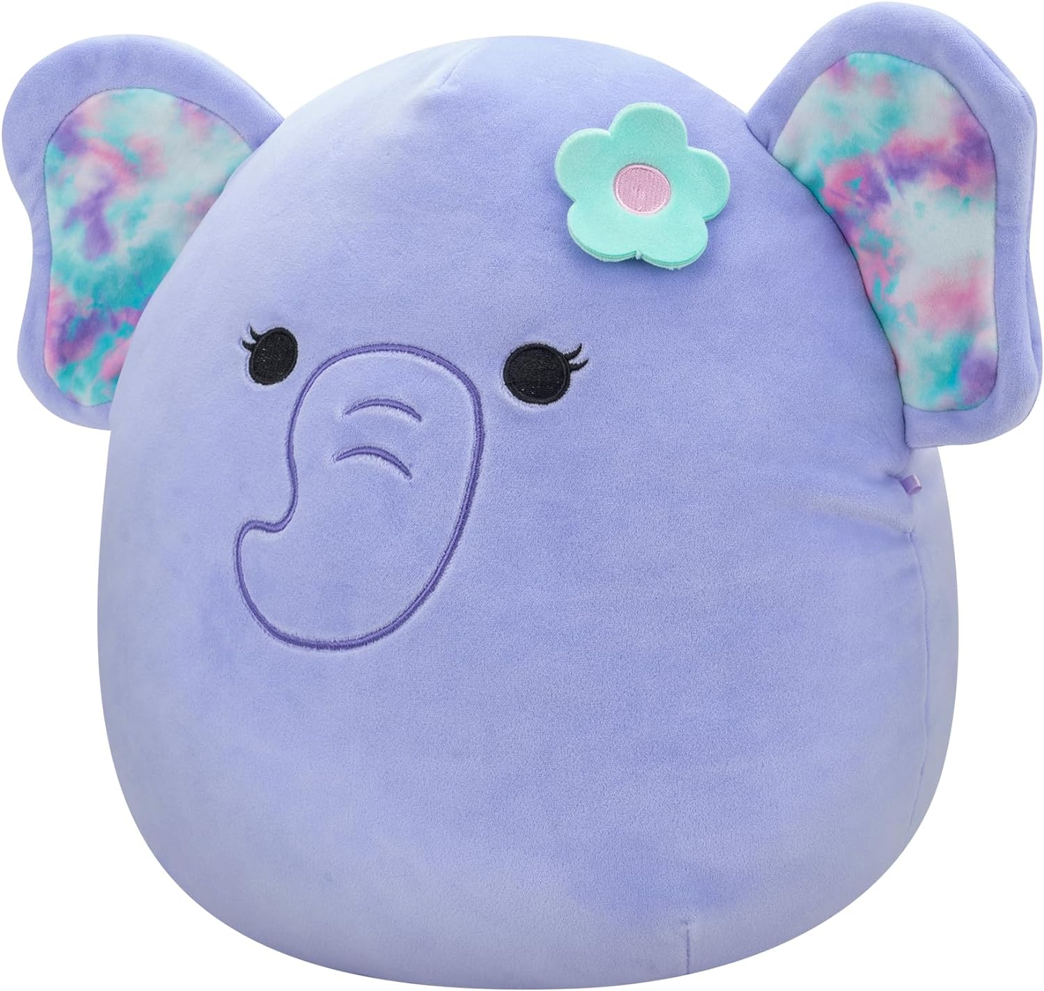 Squishmallows SQCR05378 7.5-Inch-Anjali The Purple Elephant with Flower Pin, Multicolour
