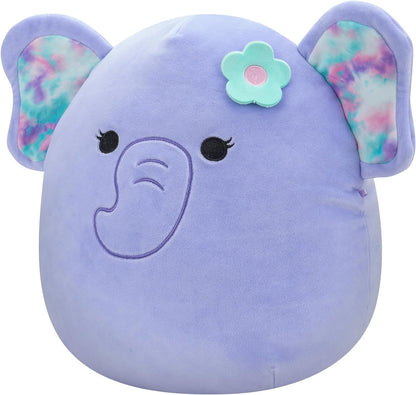 Squishmallows SQCR05378 7.5-Inch-Anjali The Purple Elephant with Flower Pin, Multicolour