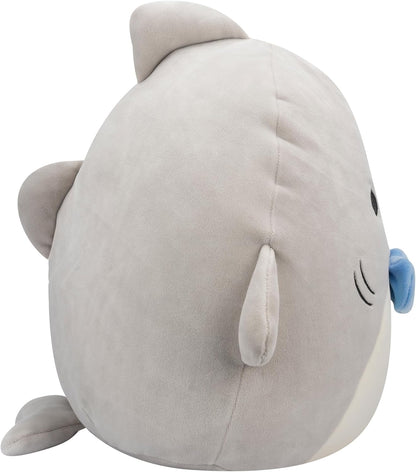 Squishmallows SQCR05379 7.5-Inch-Gordon The Grey Shark with Blue Bowtie, Multicolour